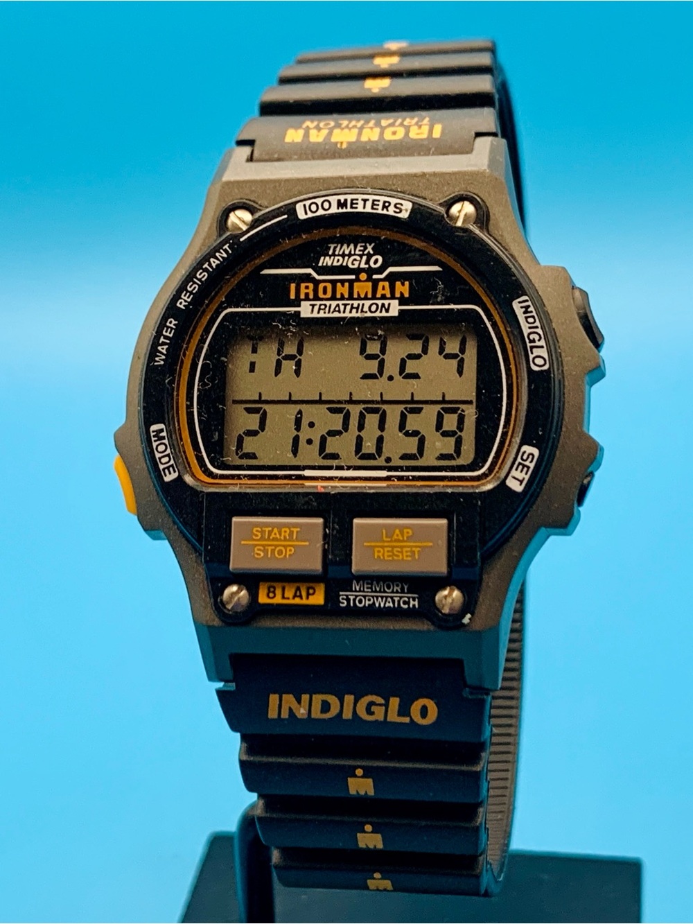 TIMEX IRONMAN TRIATHLON Men’s Vintage 1995 8 Lap Digital Watch Works New Battery